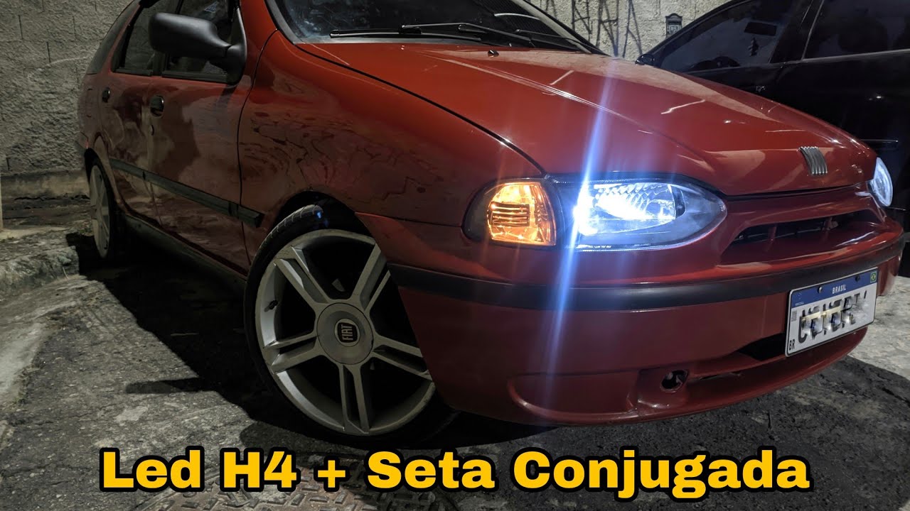 Palio Weekend Farol Máscara negra lâmpadas de led H4 Pisca Fumê com seta conjugada