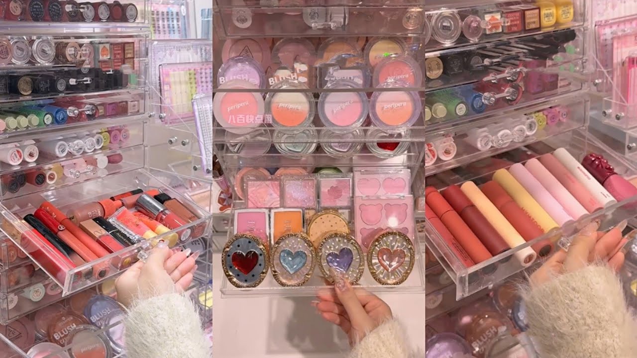 ASMR MAKEUP STOCKING & ORGANIZING VANITY 🎀 