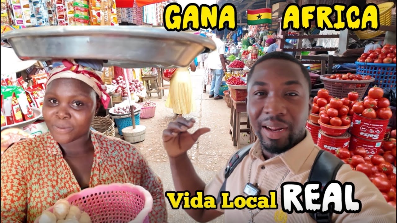 Compras para Minha Esposa Brasileira no Mercado de Gana 🇧🇷🇬🇭 | Mulheres Carregando Tudo na Cabeça 😲