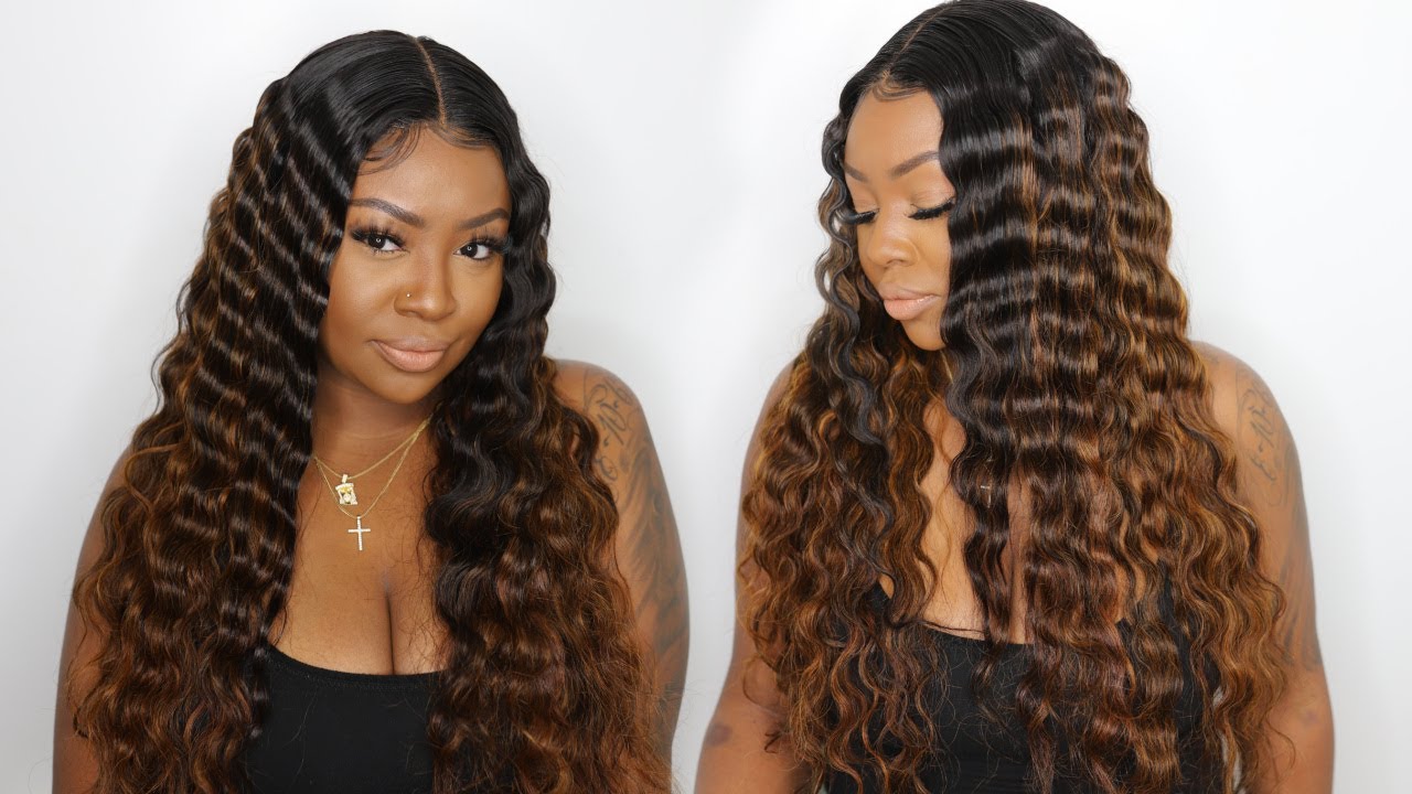 *New* Dark Highlight Blonde Balayage Wig Install with Sexy Waves | Sunber Hair