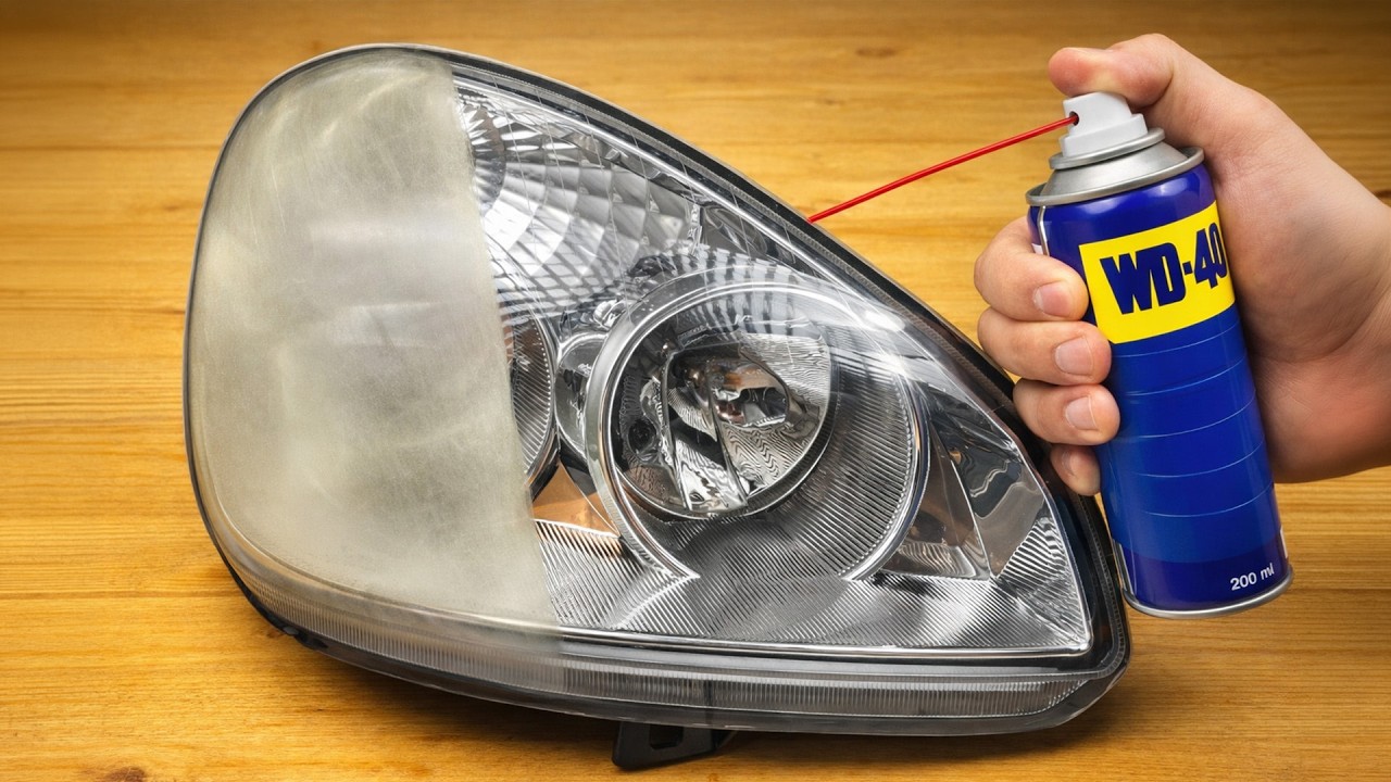 Верните старым фарам первозданный вид за 1 минуту с помощью WD-40! Гениальный трюк!