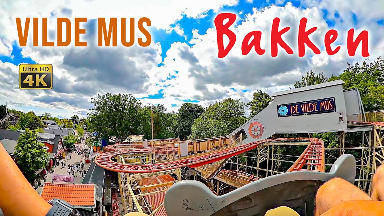 Vilde Mus Roller Coaster On RIde 4K POV Bakken Denmark 2023 08 05