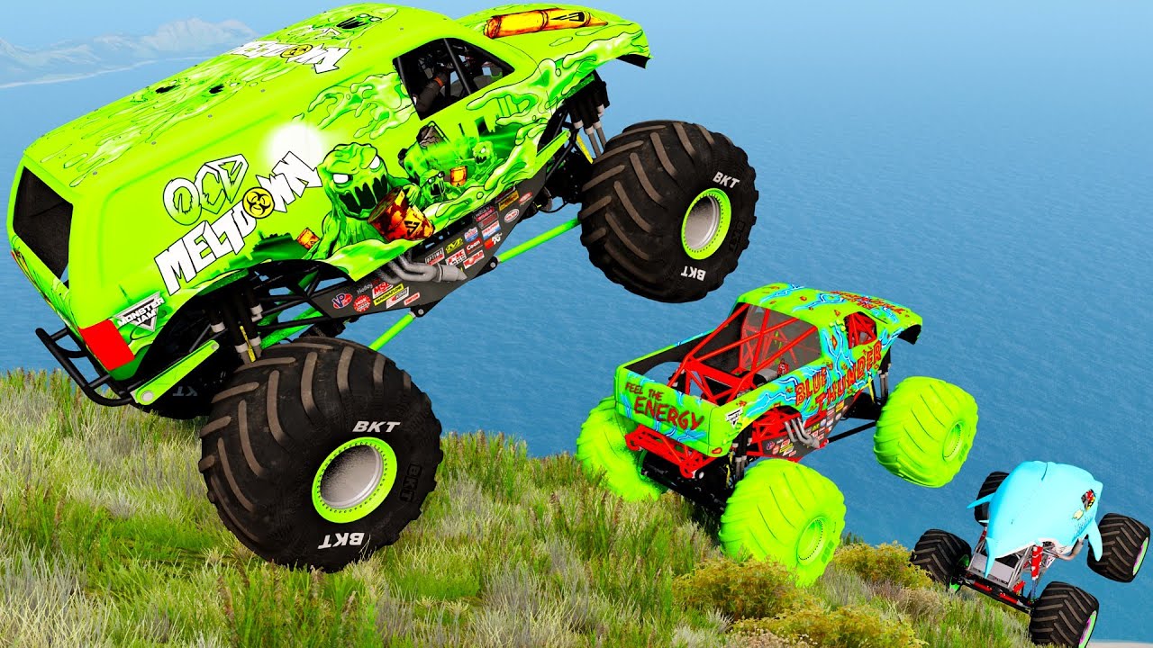 High Speed Crashes Monster Trucks Transportation with Crashing & Jump in BeamNG.drive 