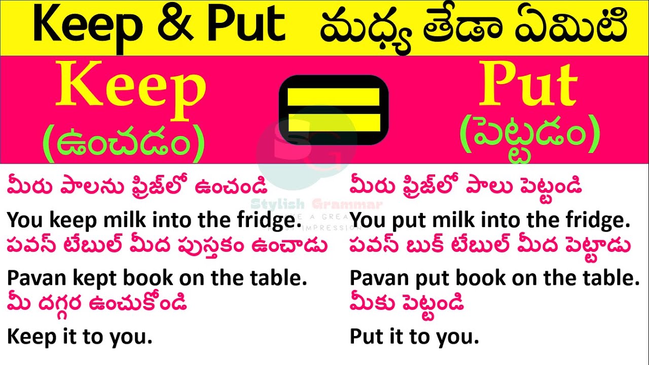 Keep & Put మధ్య తేడా ఏమిటి | Difference between Keep & Put | English Speaking Course| Spoken English