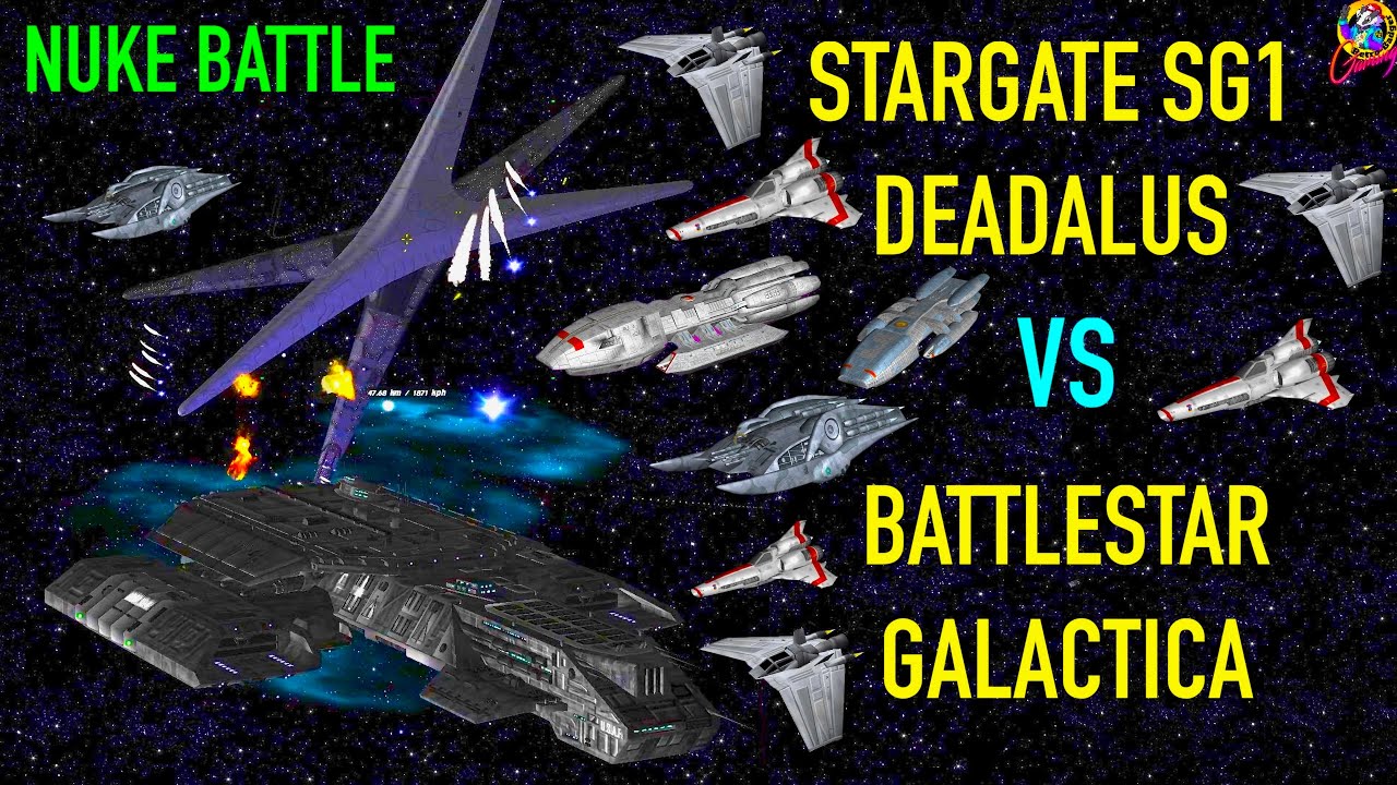 Stargate BC-304 Deadalus VS Battlestar Galactica Universe - Star Trek Starship Battles