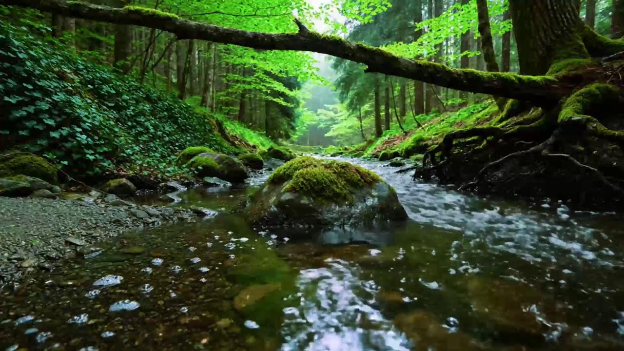 Calming Forest Ambience 🌿 River Flowing Birds Chirping in Hidden Forest Ambience for Rest Medicine