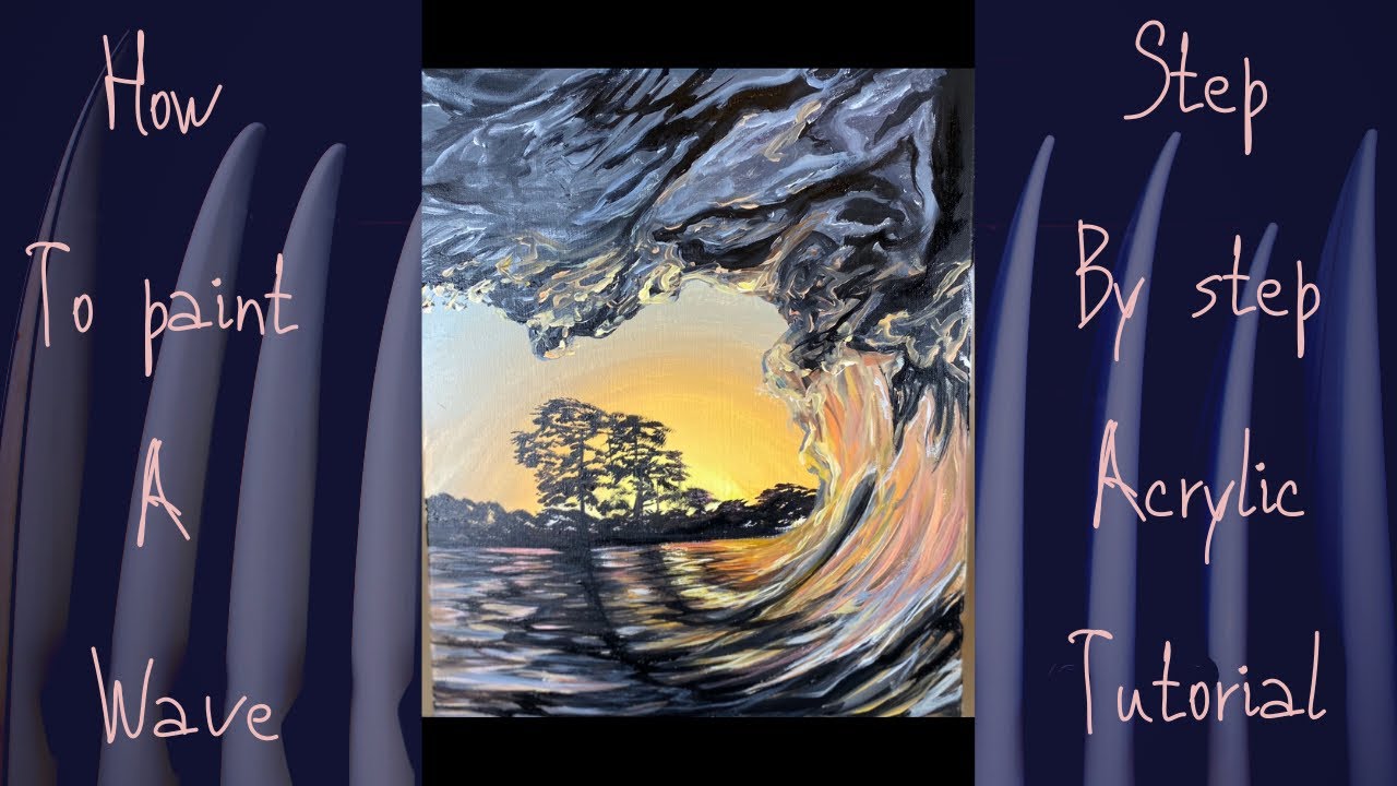 How to paint a WAVE in  acrylic- STEP BY STEP acrylic painting tutorial !
