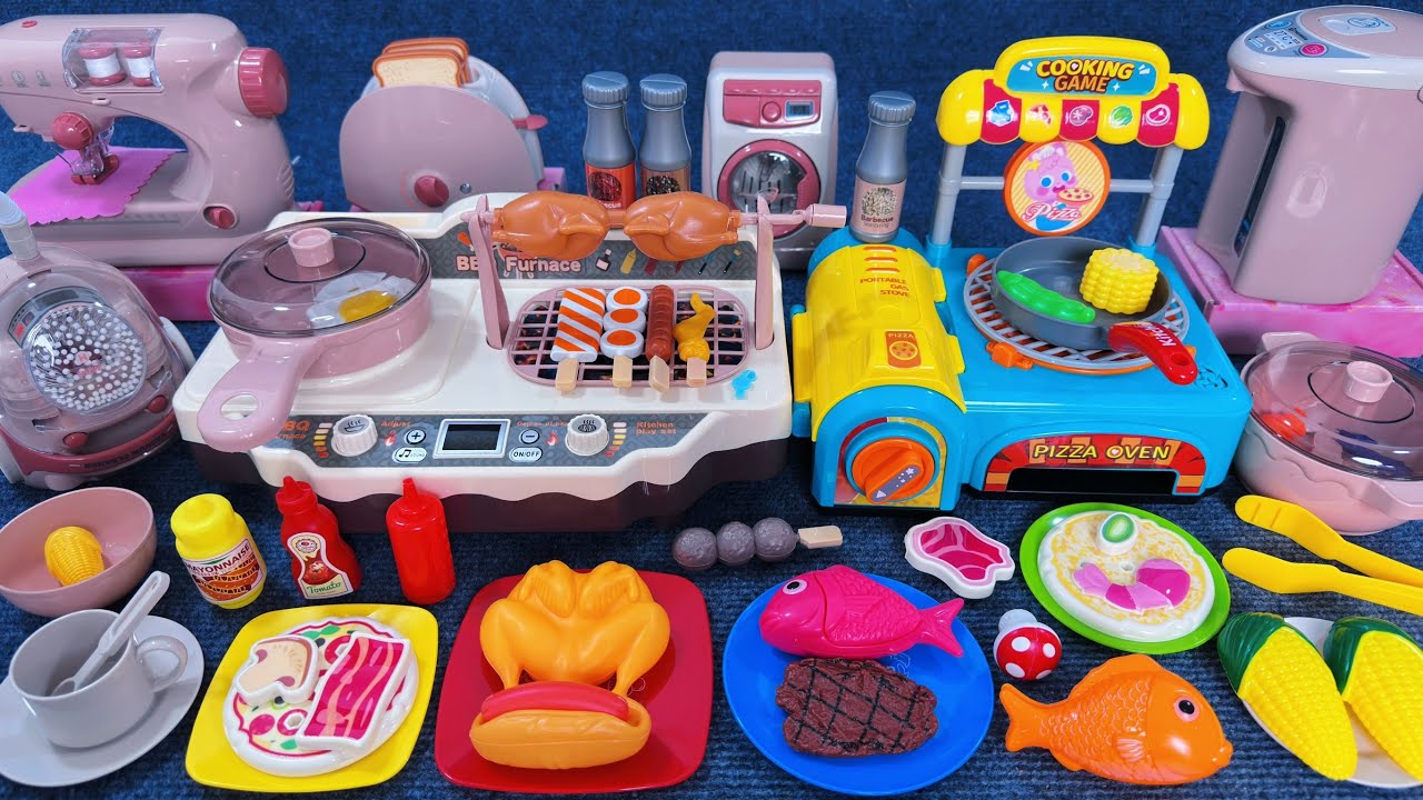 16 Minutes Satisfying with Unboxing Automatic Kitchen BBQ Grill Playset ASMR | Review Toys
