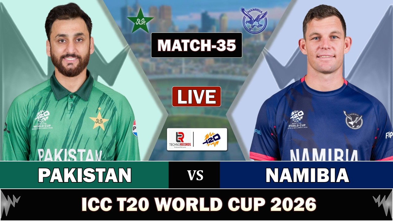 LIVE: PAKISTAN vs NAMIBIA MATCH 35 LIVE SCORES | PAK vs NAM LIVE CRICKET MATCH COMMENTARY NAM BAT