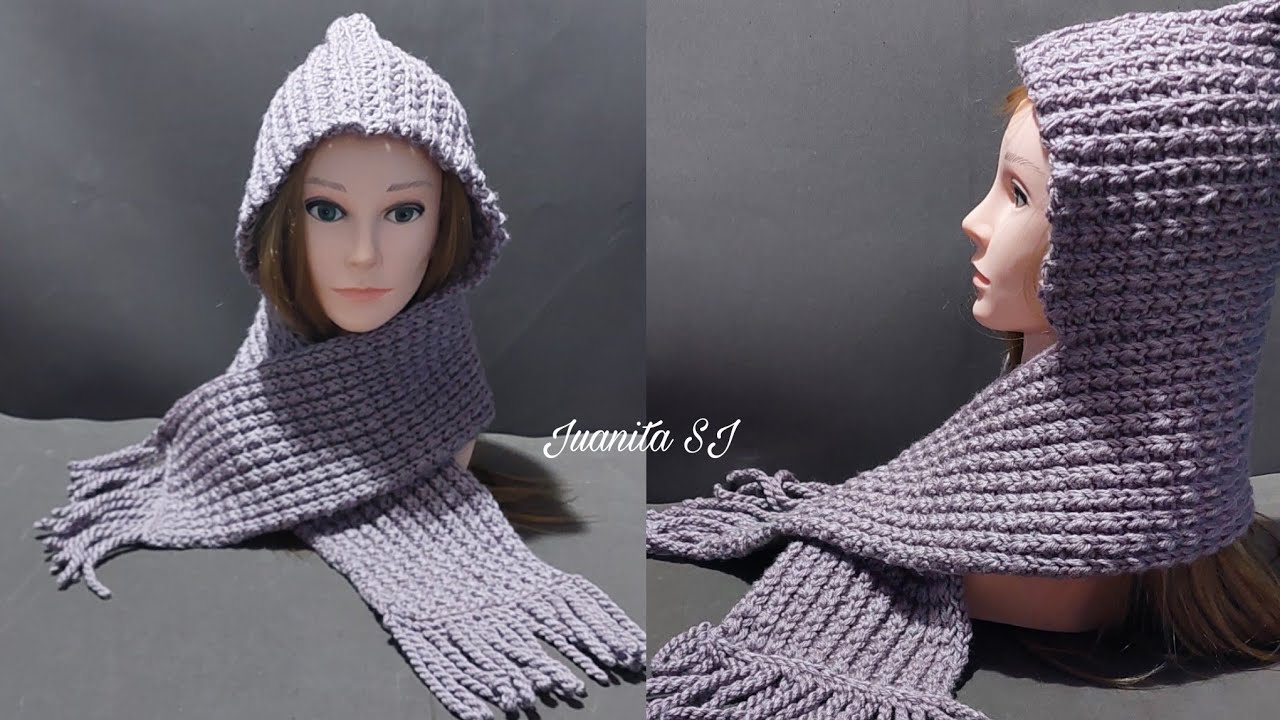 Cómo tejer un Cuello con Capucha / Bufanda con Capucha a crochet / Cómo tejer un Gorro con Bufanda