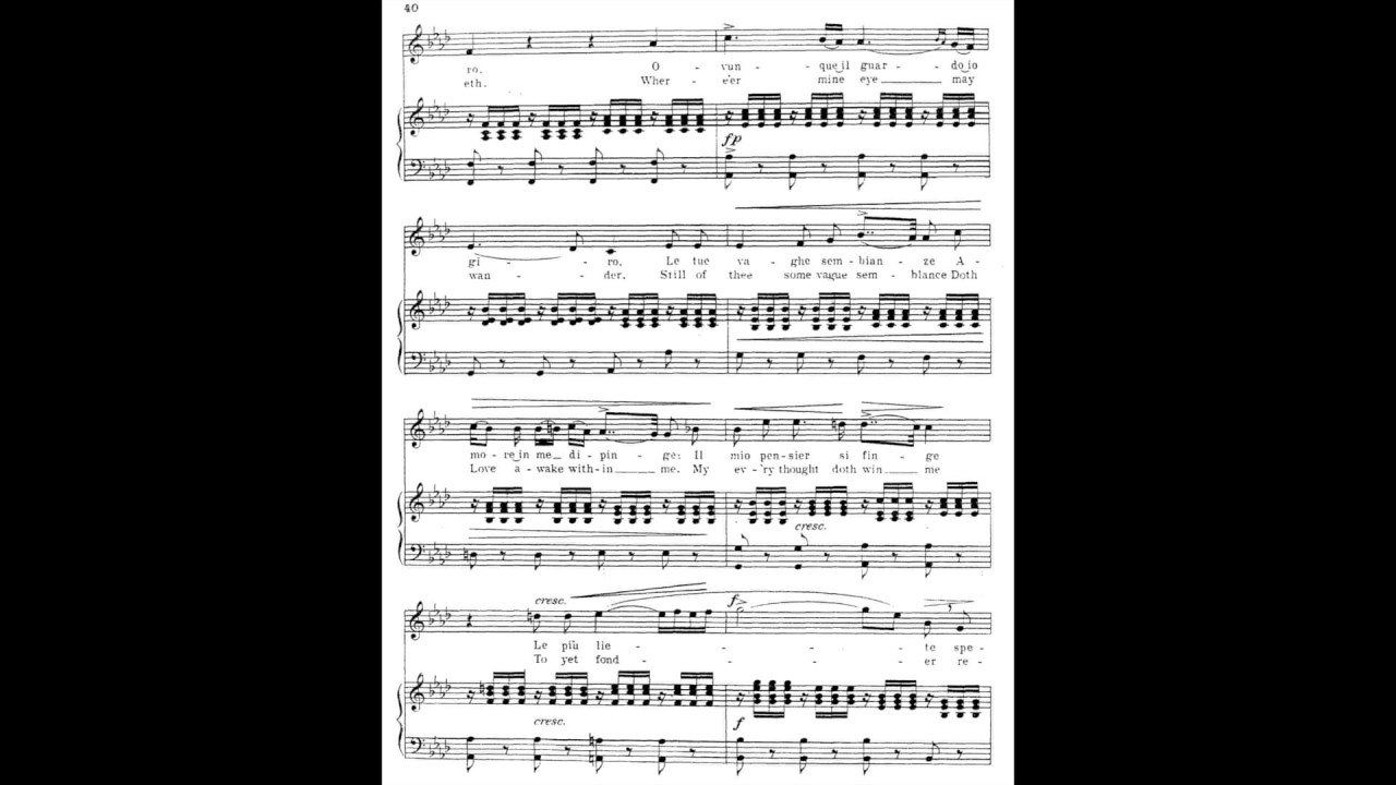 10 O del mio dolce ardor (from 24 Italian Songs) piano melody with accompaniment