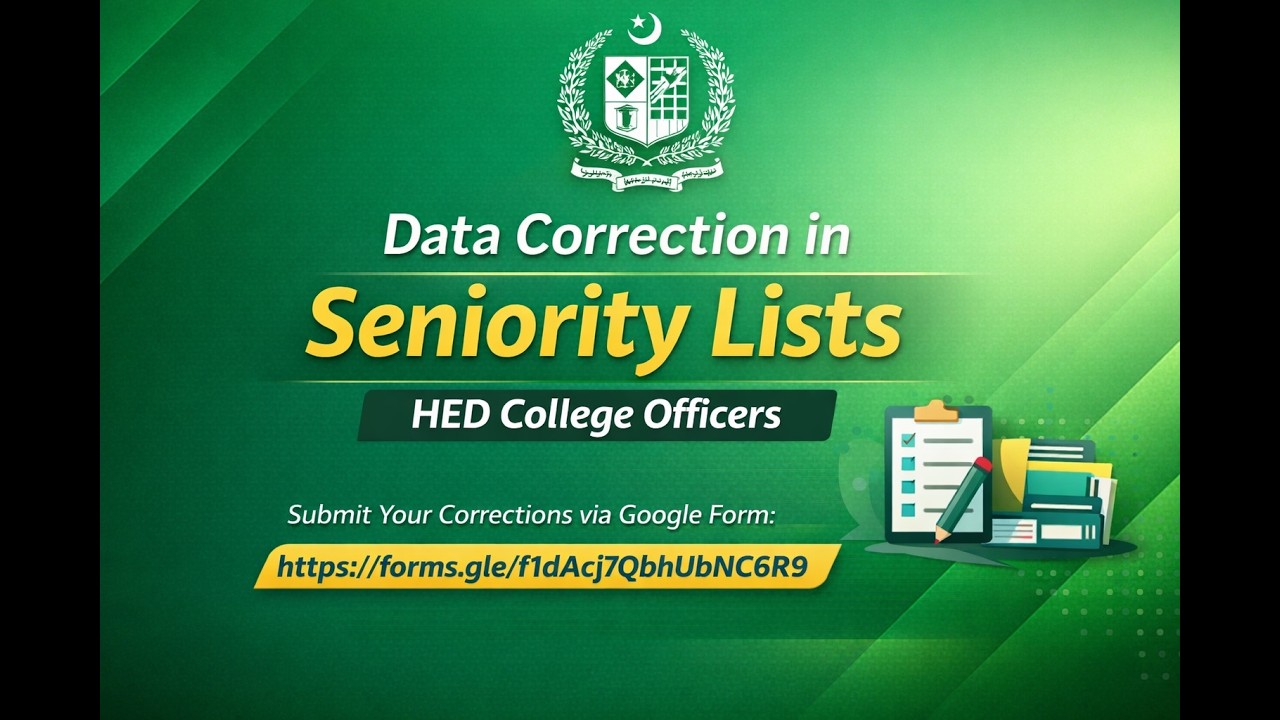 Data Correction in Seniority Lists &ndash; HED College Officers