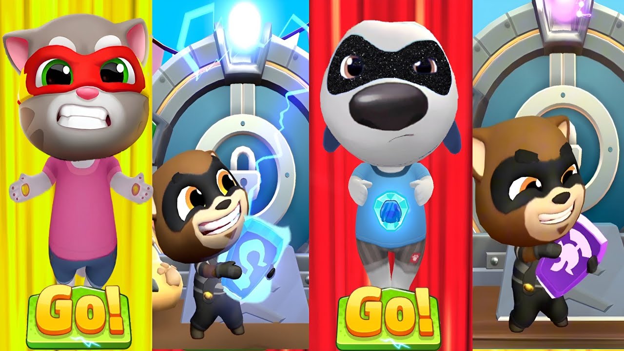 Talking Tom Time Rush - All Raccoon Bosses Unveil New Traps Vs Heroes Fight For All Super Crystals