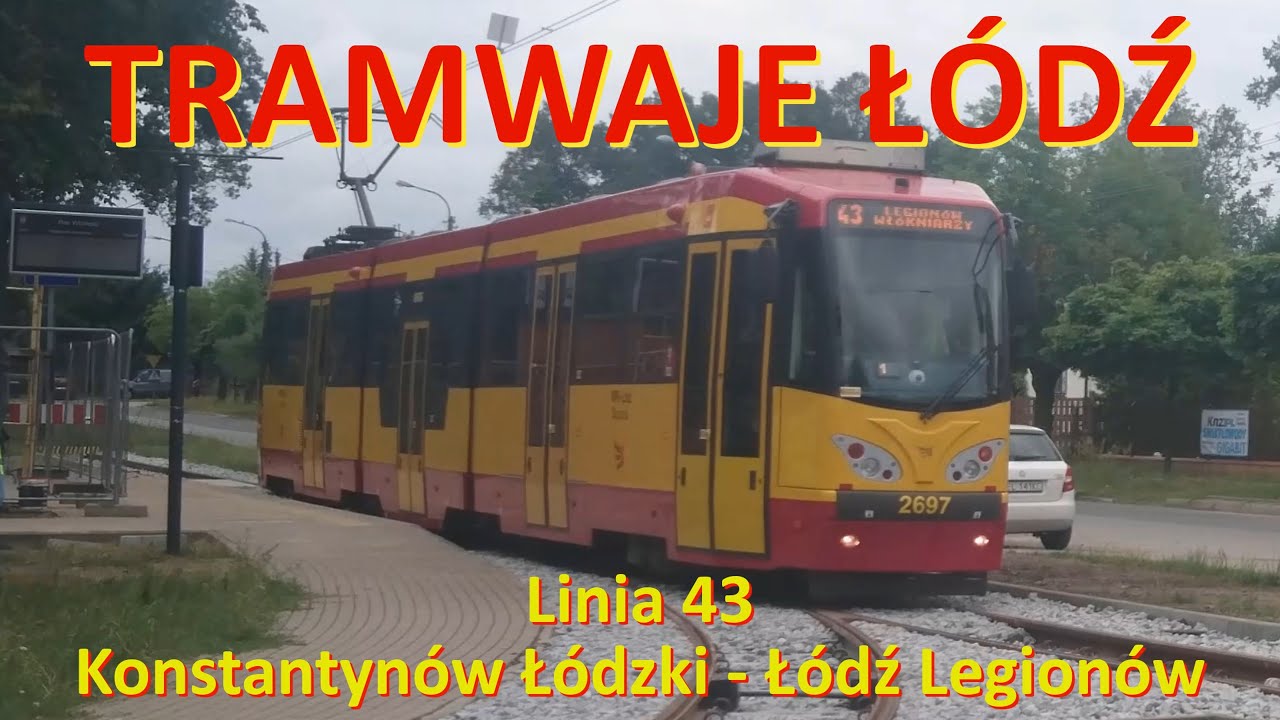 Tramwaje Łódź. Linia 43 Konstantynów pl. Wolności - Łódź ul.Legionów/Cabview Line 43 in Lódź(Poland)