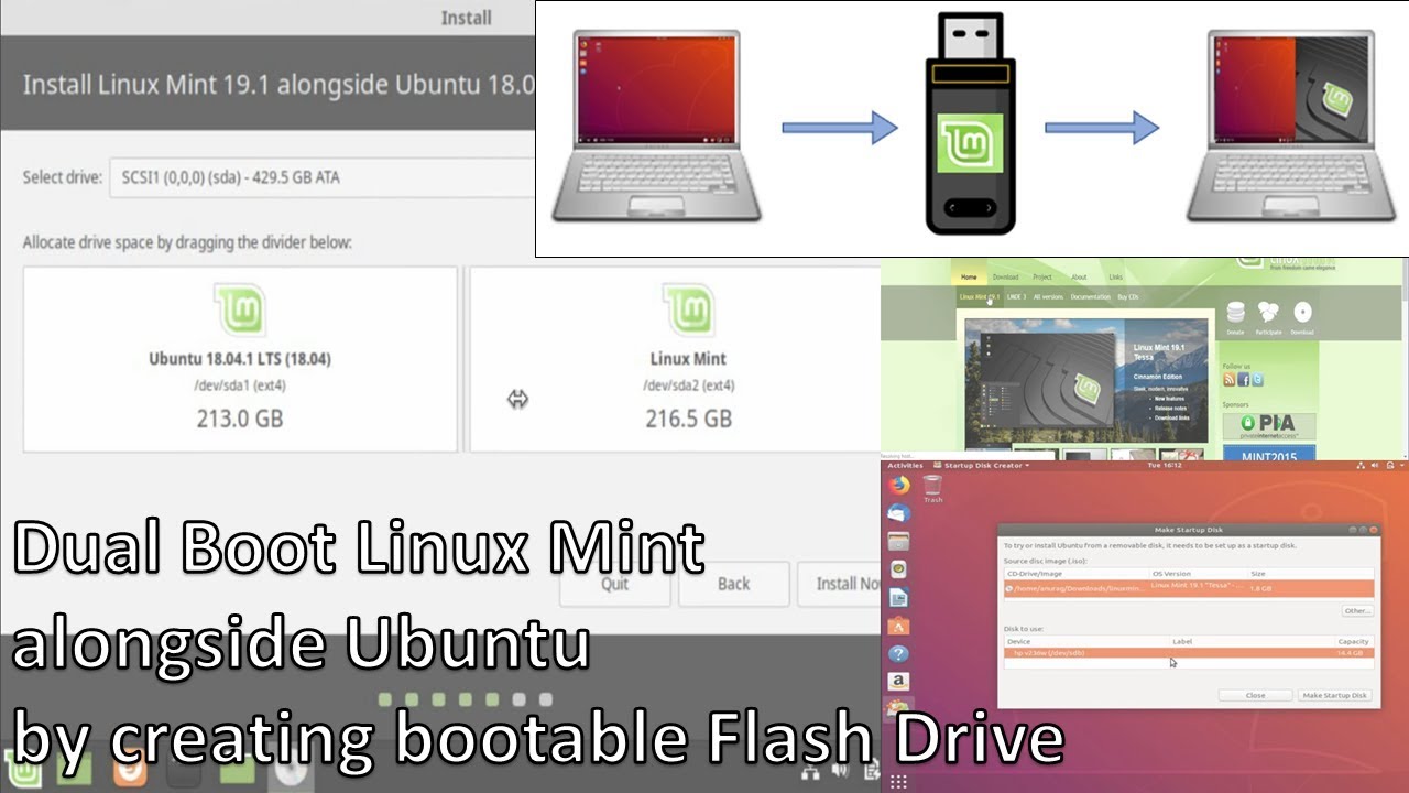 Dual Boot Linux Mint with Ubuntu using Bootable Flash Drive