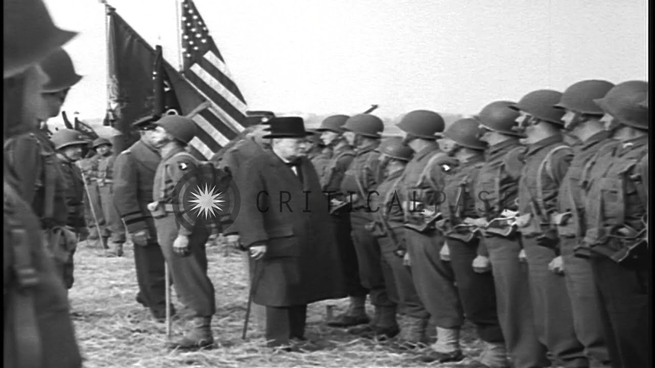 General Eisenhower and Prime Minister Churchill visit the 101st Airborne Division...HD Stock Footage