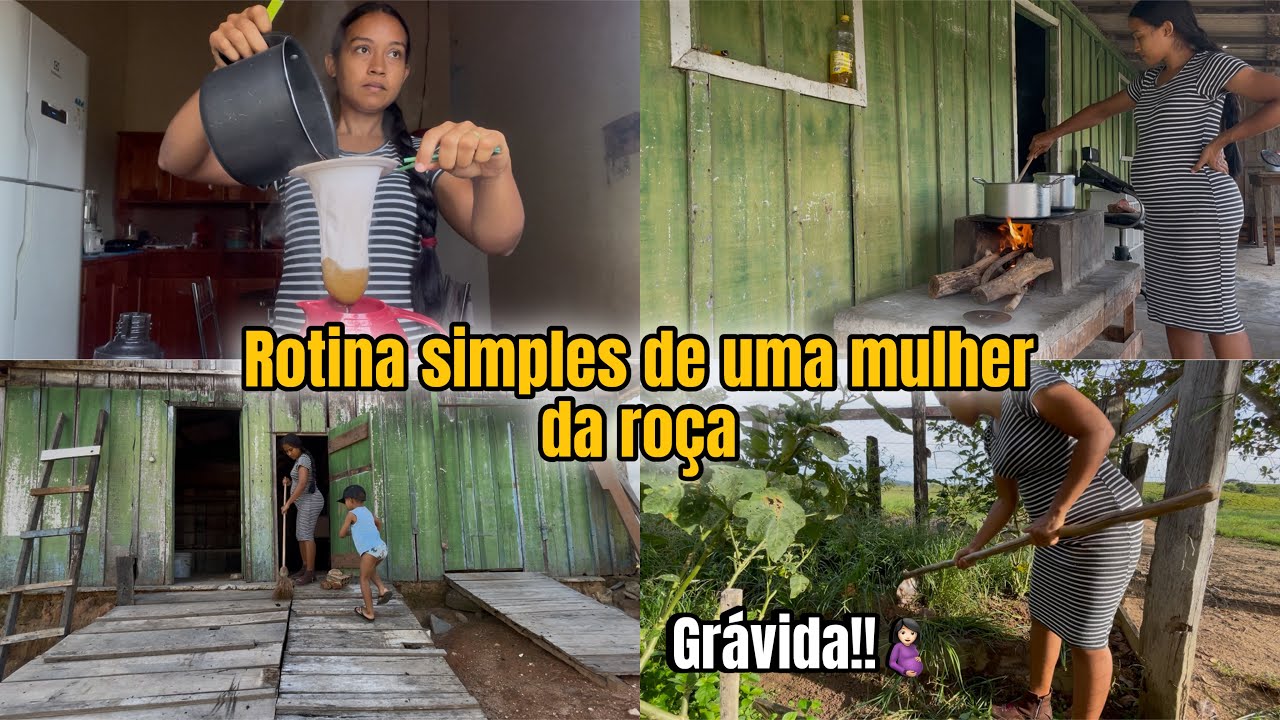 ROTINA SIMPLES DE UMA MULHER DA ROÇA - LIMPEZA NO GALINHEIRO - CARPINDO A HORTA - GRÁVIDA 🤰🏻 