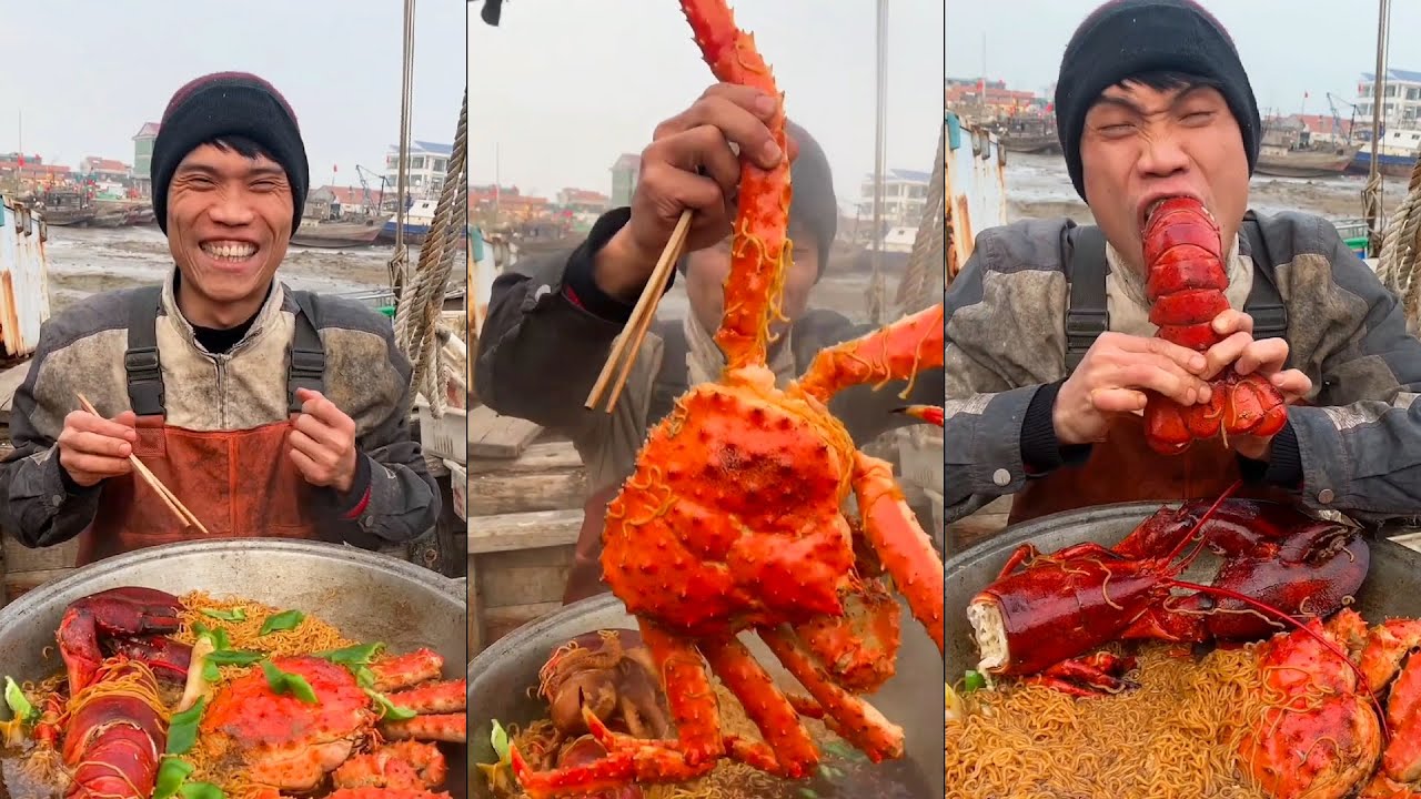 Fishermen Eat Seafood 🦐🦀  Eating Addiction