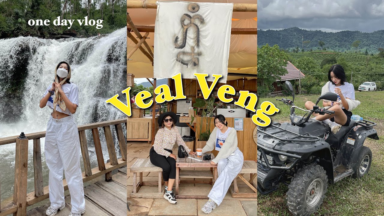 A day in Veal Veng, Pursat 🍃☕️ Phnom cafe, 1005 mountain, waterfall, lunch, fruits 🍊