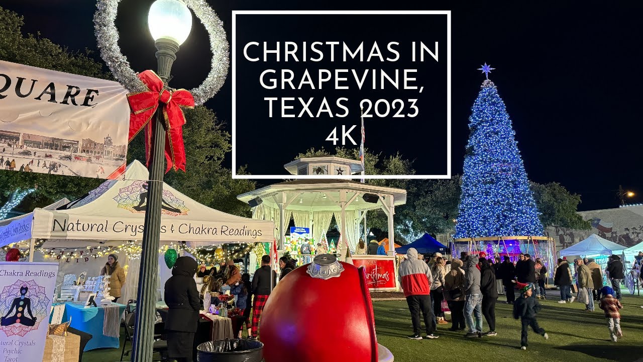 Grapevine, TX Christmas 2023 | 4K Walking Tour