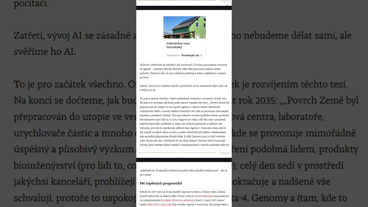 Vyhuben&iacute; lidstva do 10 let d&iacute;ky AI? Daniel Kokotajlo a studie AI 2027