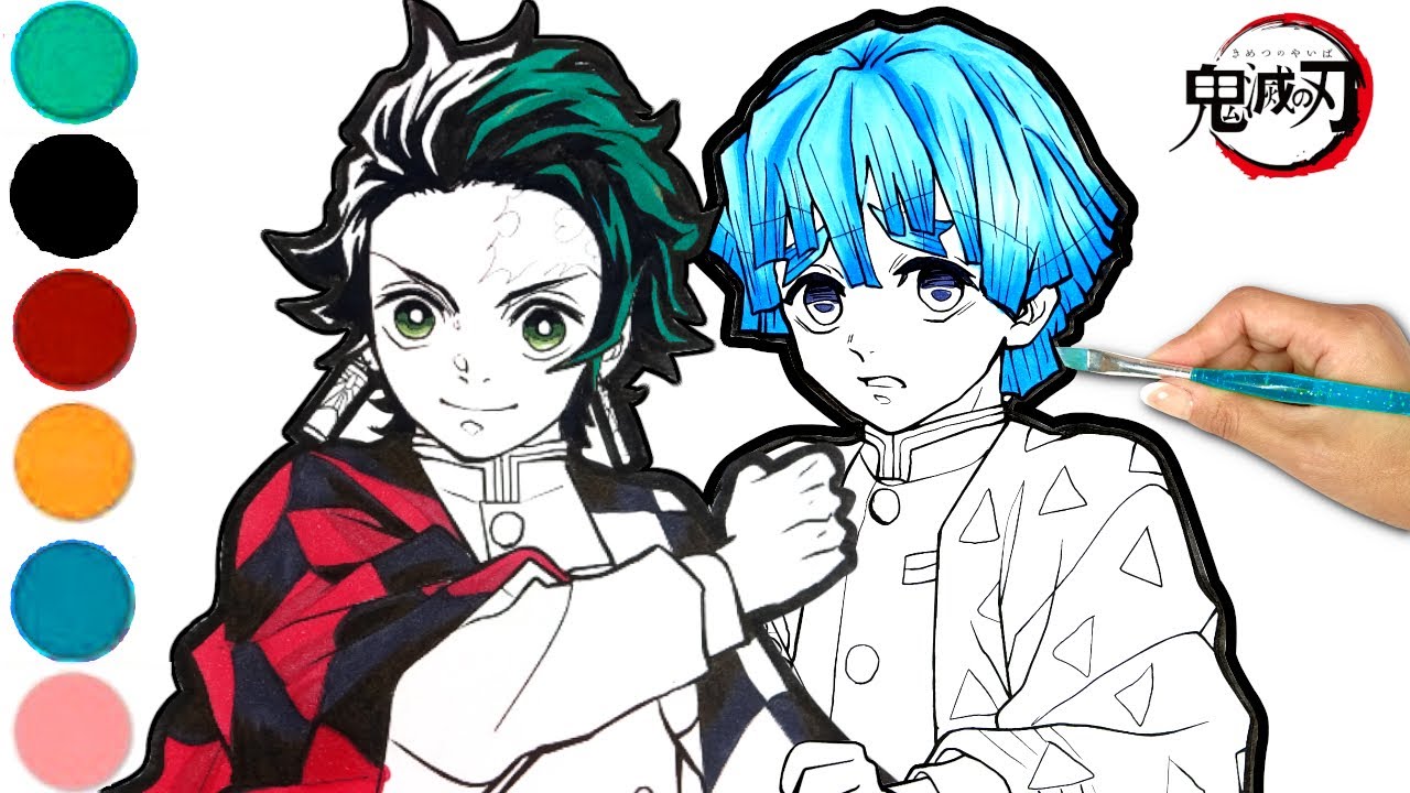 【炭治郎と善逸がヘアカラーチェンジ⚡️】リカちゃんと鬼滅の刃のお絵かきぬりえしてみよう★