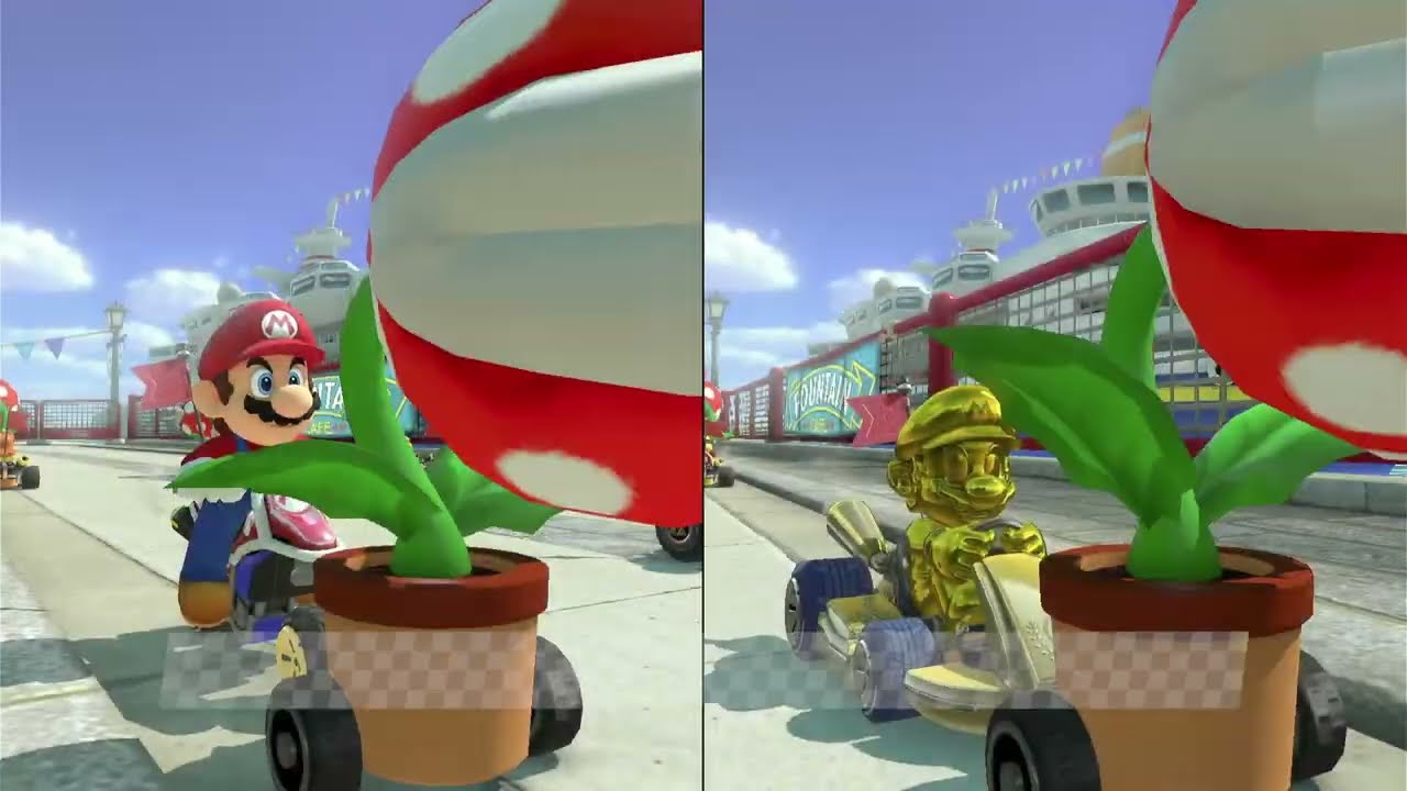 Mario Kart 8 Deluxe: Mario and Gold Mario in Renegade Roundup