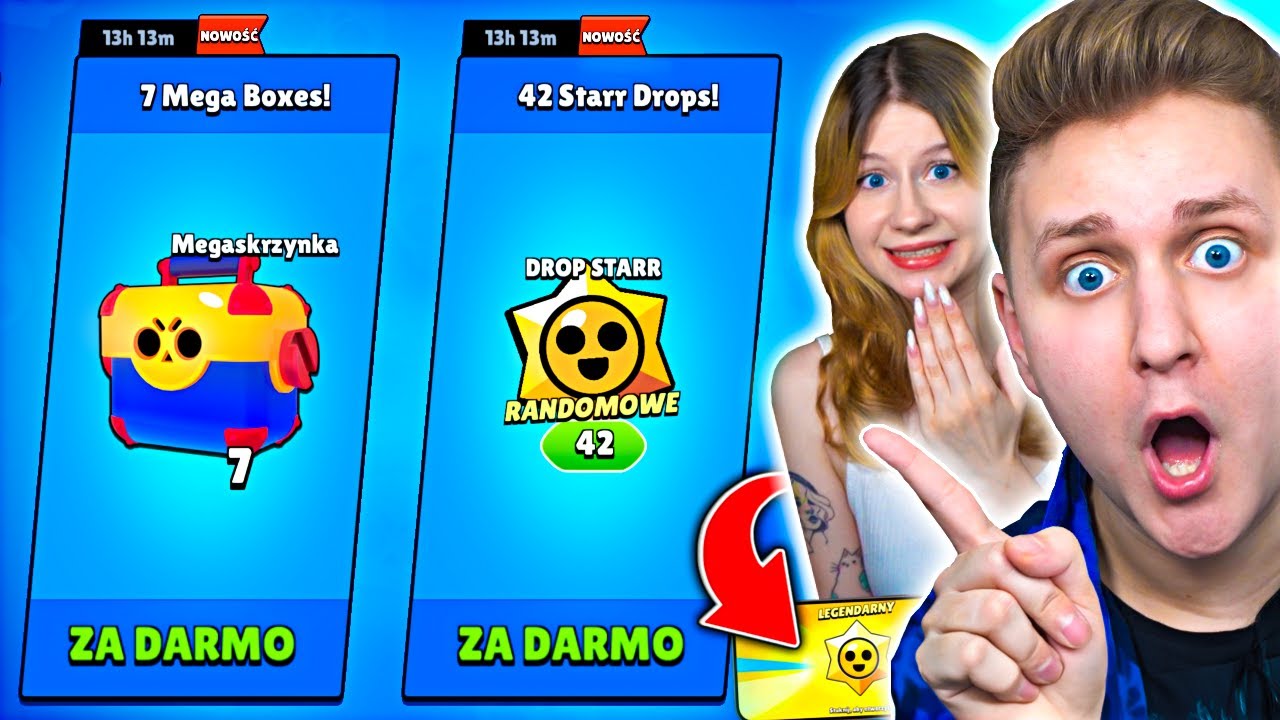 😱WIELKI OPENING *MEGA BOX&Oacute;W ZA DARMO* + *FREE STARR DROP&Oacute;W!* z DZIEWCZYNĄ w Brawl Stars! (Da Mian)