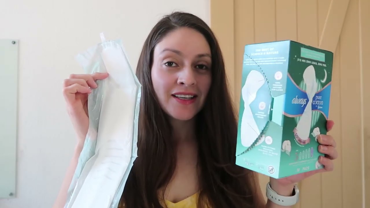 NEW Always Pure Cotton Overnight Extra Heavy Flow Pads with Wings(Review& Demo) Size 4 and 5