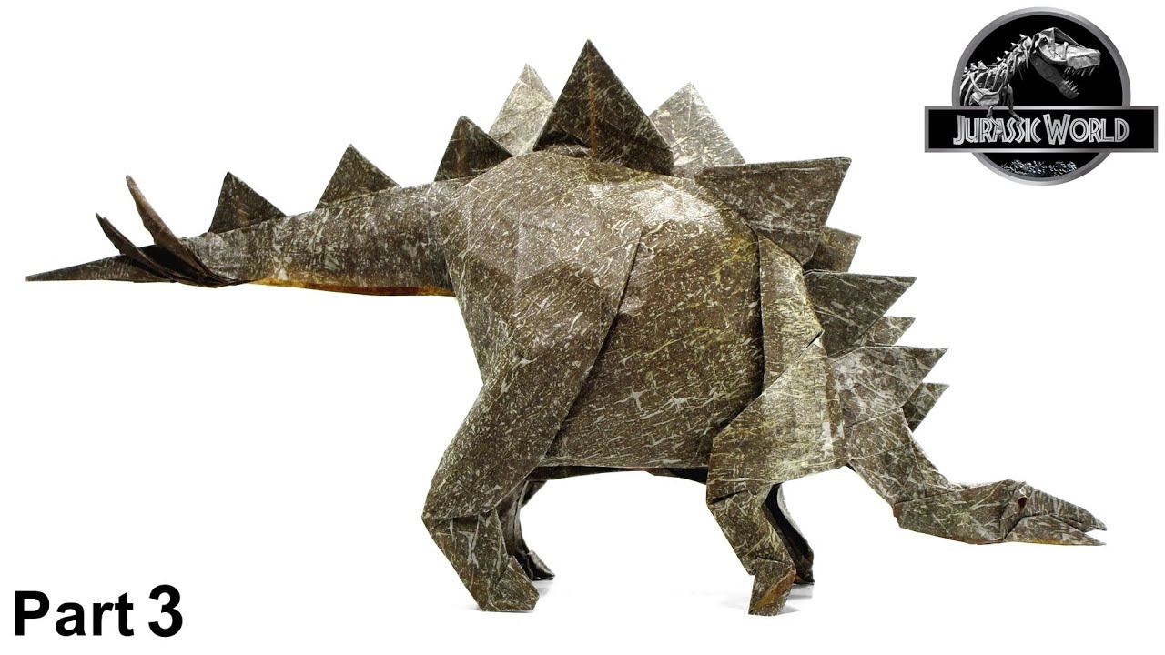 Origami Stegosaurus tutorial (Fumiaki Kawahata) part 3 折り紙 ステゴサウルス  Jurassic World dinosaur