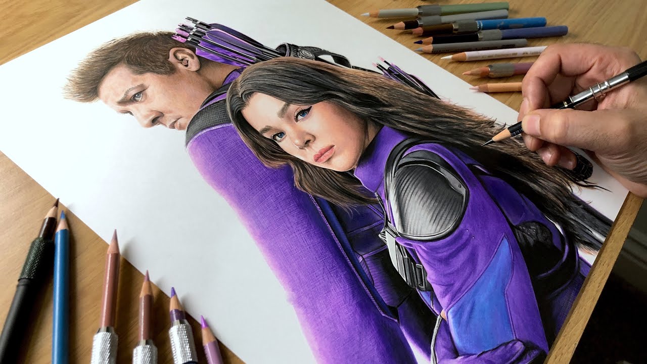 Drawing Hawkeye & Kate Bishop - Time-lapse | Artology