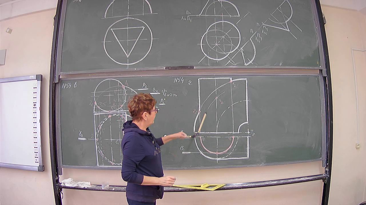 Начертательная геометрия. Пересечение поверхностей. Задача 54 г