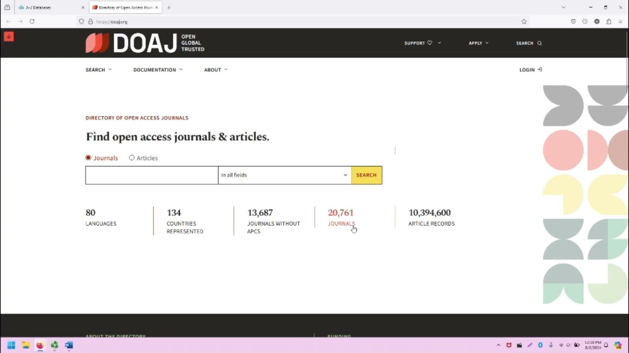 Video Tutorial - Directory of Open Access Journals (DOAJ)