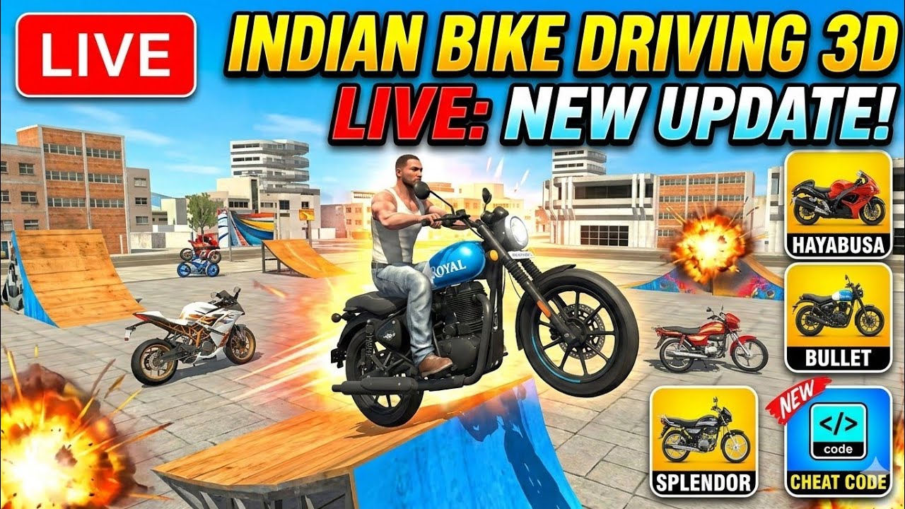 Indian Bike Driving 3D Live 🔴 | Crazy Stunts & Fun Gameplay