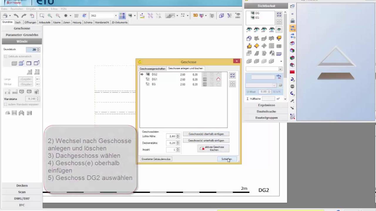 HottCAD Oberste Geschossdecke