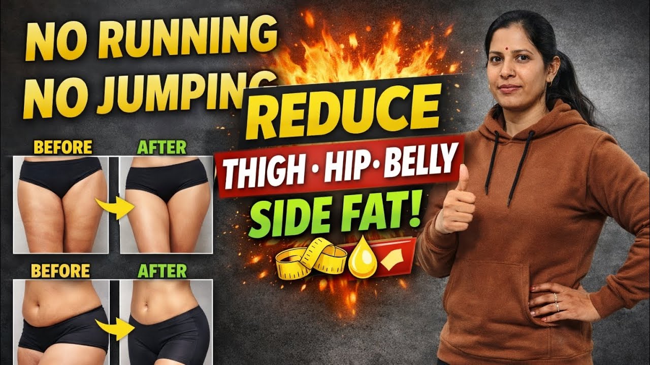 Easy Fat Loss Exercise || Reduce Thigh Hip Belly Side Fat | Home Workout | No Jumping | 