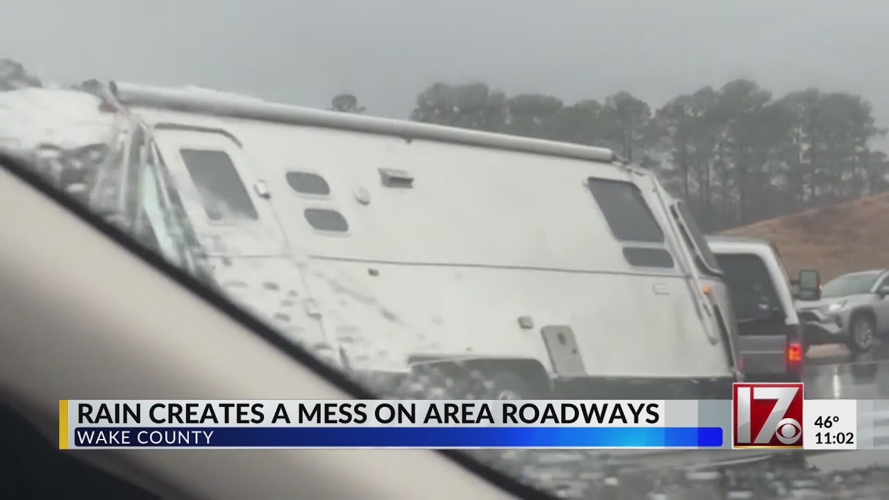 5 major Wake County highway crashes in heavy rain