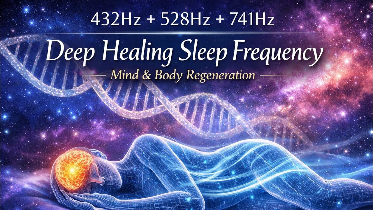 432Hz + 528Hz + 741Hz | Deep Healing Sleep Frequency – Mind & Body Regeneration