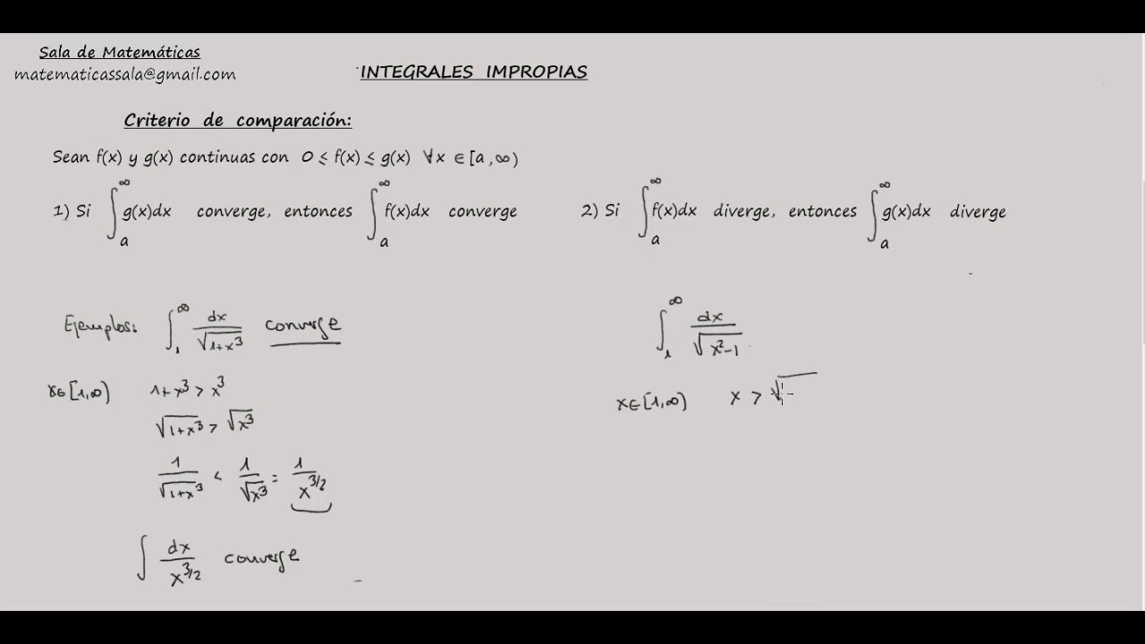 Integrales impropias. Convergencia. Criterio de comparación