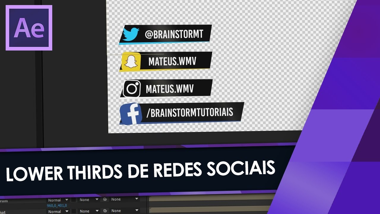 ANIMAÇÕES DE REDES SOCIAIS no AFTER EFFECTS! - Lower Thirds Facebook, Twitter, etc.