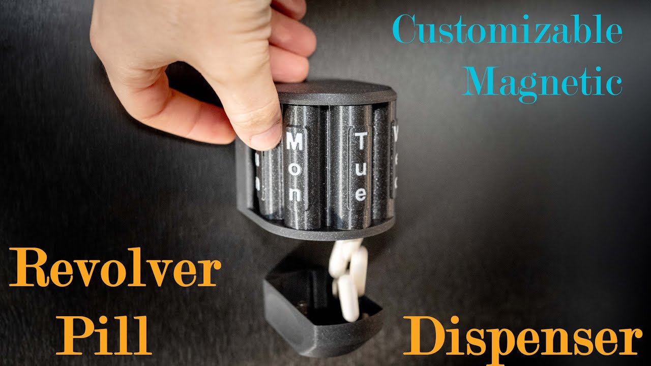 Revolver Pill Dispenser 3D Printed, Magnetic & Customizable
