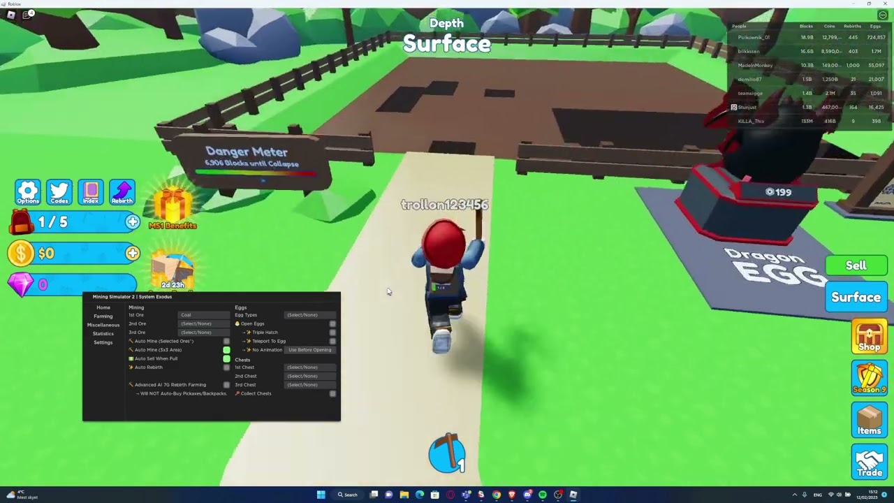 [PASTEBIN 2023] Mining Simulator 2 OP Script Hack GUI | Auto Farm, Free Gems, Rebirths and more!