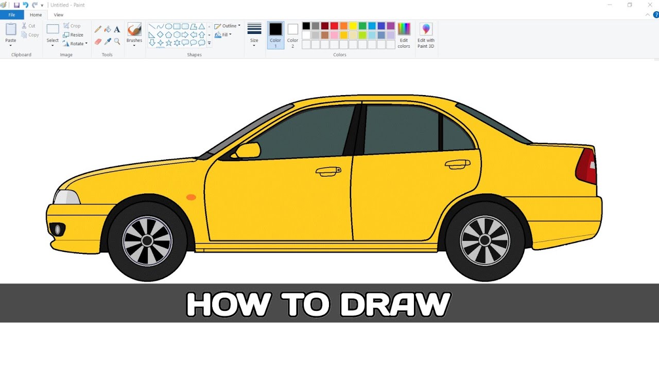 How to draw a Mitsubishi Lancer Car in Ms Paint.