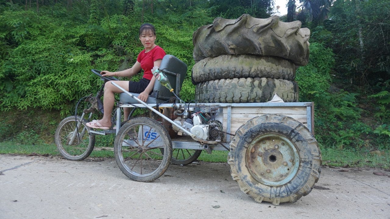 Full video: Craftswoman Builds Pickup Truck From Motorcycle Engine - Restores Engine old Wave Alpha