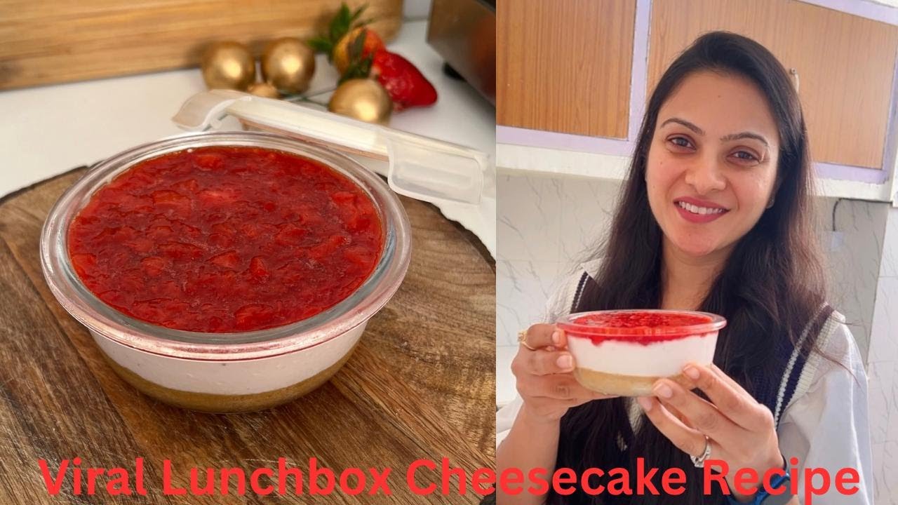 सिर्फ 2 कप दूध से बनाया 2000 Rs/- का Cake | Viral No Bake Lunchbox Strawberry Cheesecake