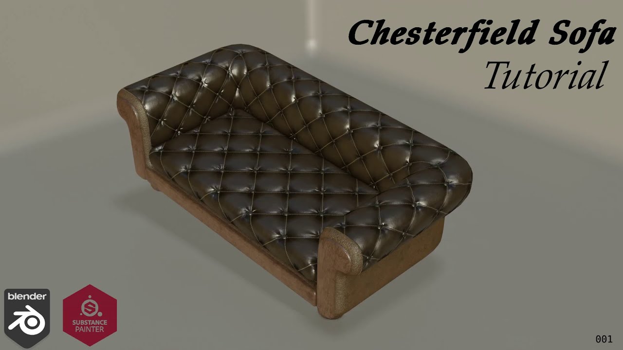 Chesterfield sofa Tutorial (blender and substance painter)