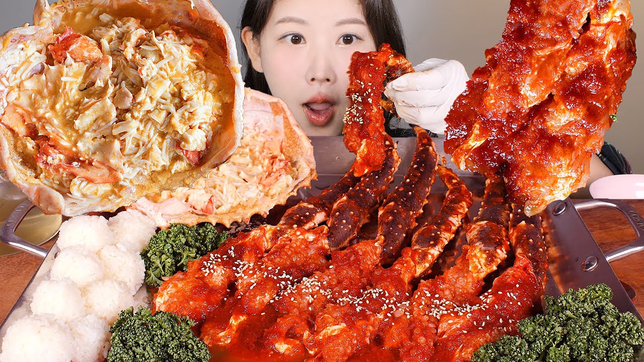 매콤 촉촉🔥 매운 양념 킹크랩장 내장범벅 버터주먹밥 먹방 Marinated Raw King Crab [eating show] mukbang korean food