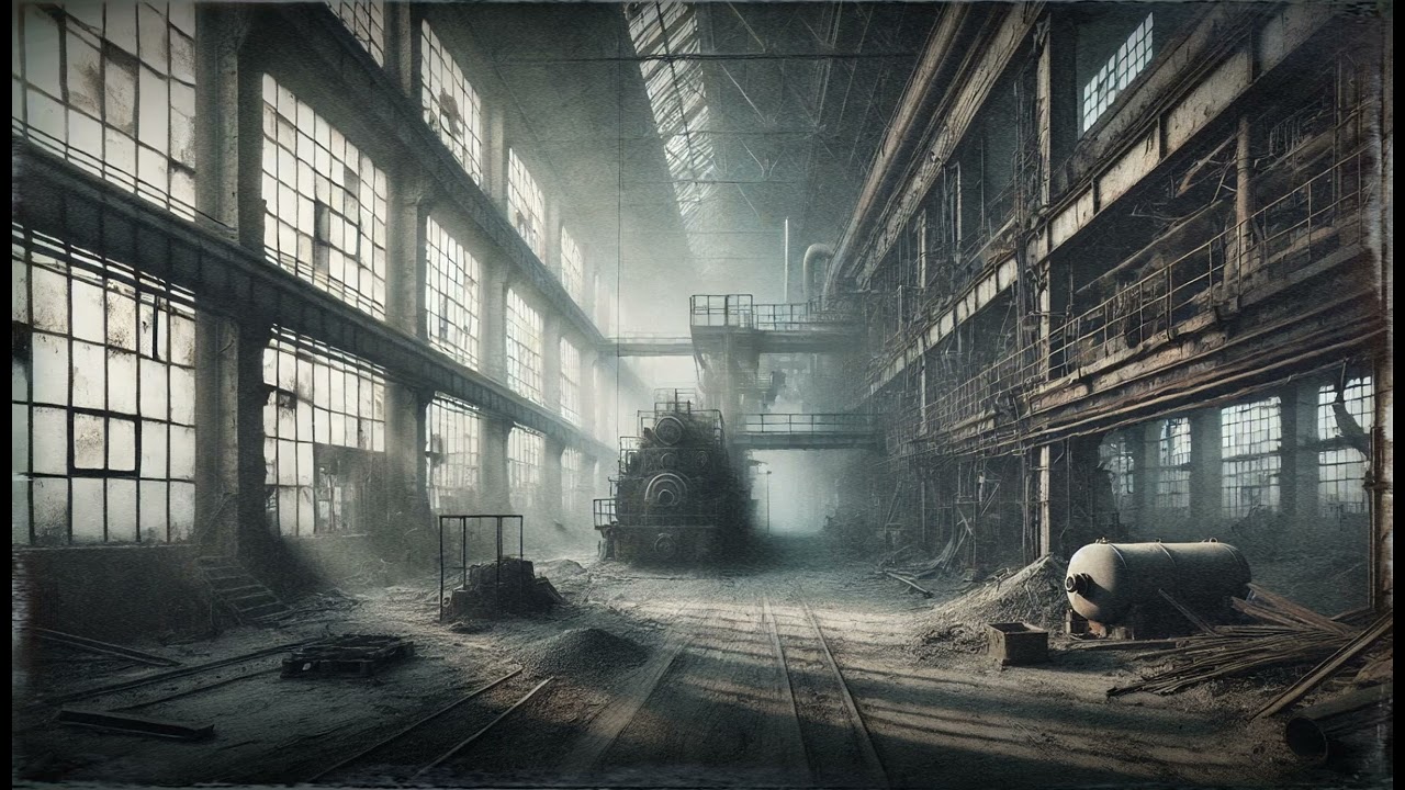 Explore the Abandoned Factory 🏭 Eerie Industrial Ambience with Echoes & Rustling Sounds 🎶