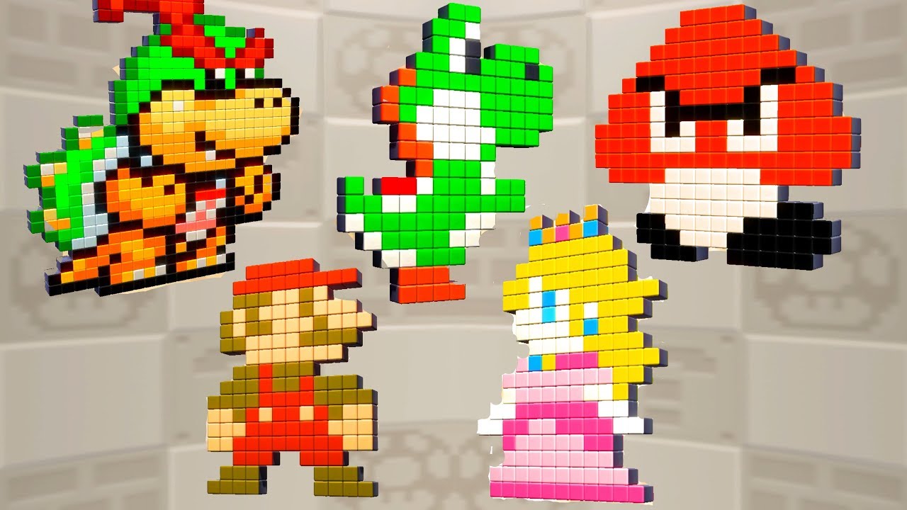 Super Mario Party Fast Assemble All 8-Bit Character Puzzles