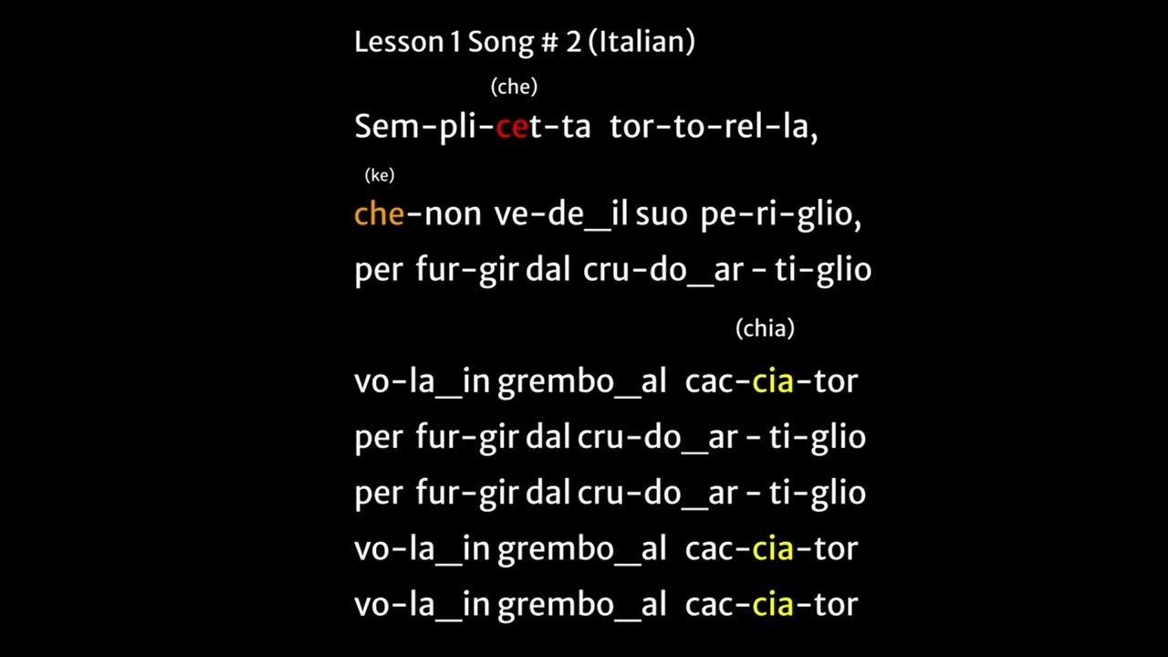 Vaccai Lesson 1 / Song # 2 / Semplicetta tortorella with easy to follow lyrics  (Soprano/Tenor)